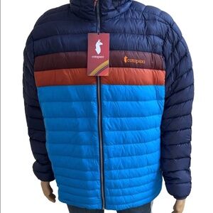 Cotopaxi Fuego 800 Down Hooded Winter Jacket Mens Blue Maritime & Saltwater XL